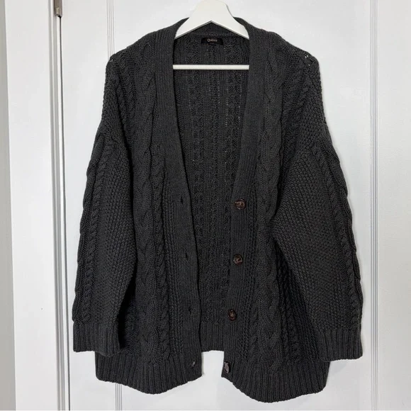 Quince 100% Organic Cotton Oversized Cable Cardigan size medium - Picture 2 of 13